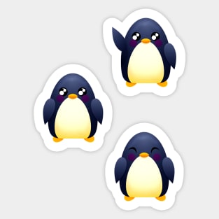 Cute Little Cartoon Penguins - Smile and Wave Sticker